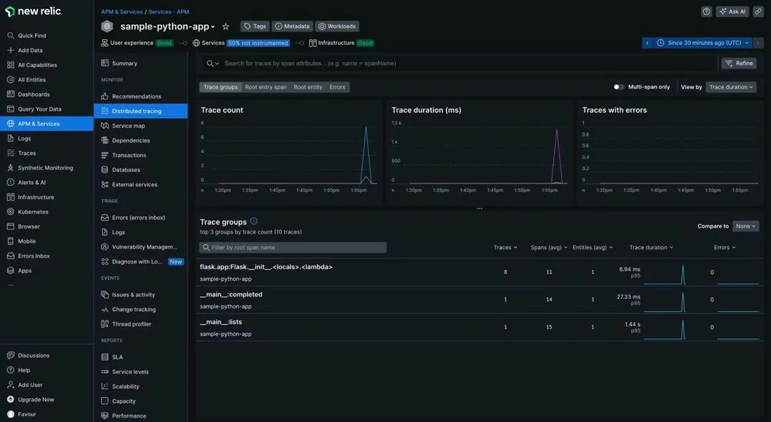 Distributed tracing