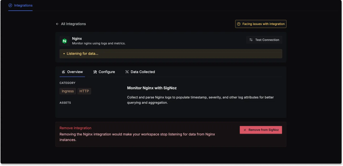 Listening for data from Nginx