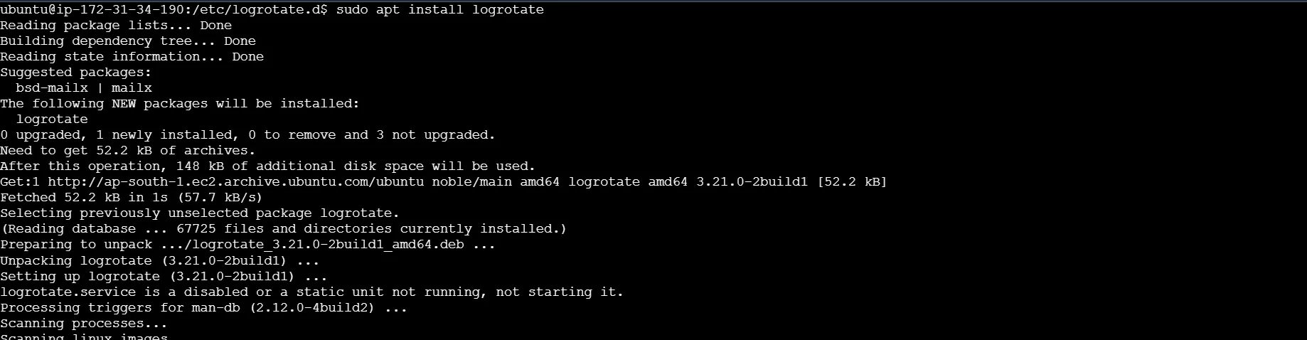 Installing logrotate on Ubuntu