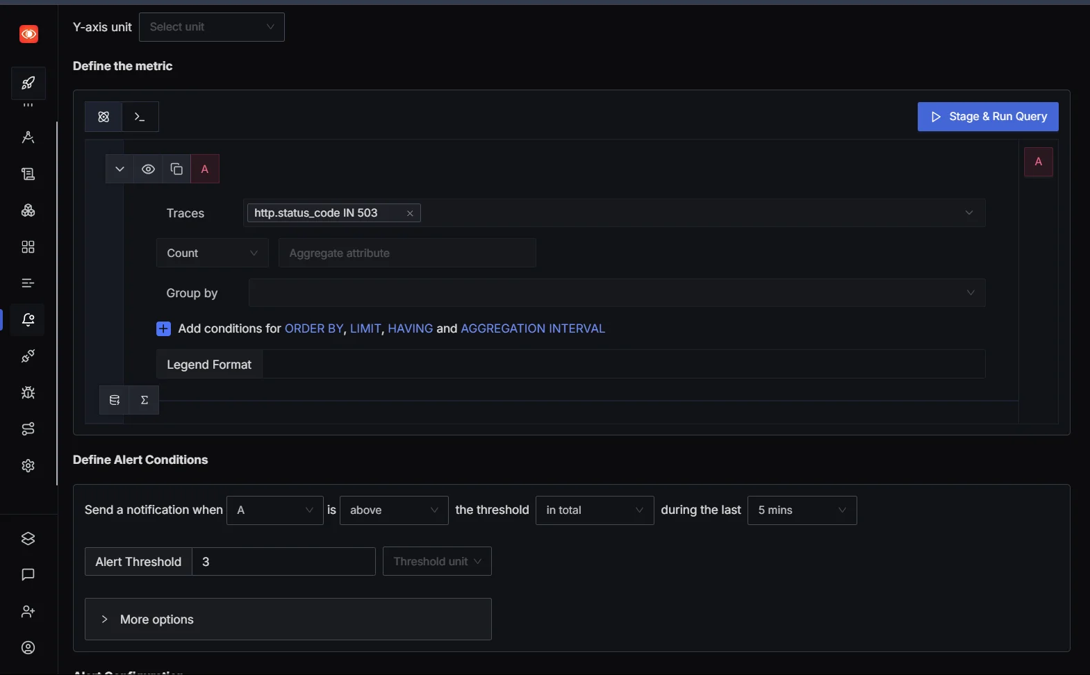 Alert conditions setup